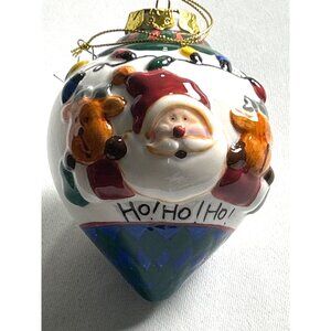 Hand-Painted Ceramic Santa Christmas Ornament Lights String Decor 5” Collectible